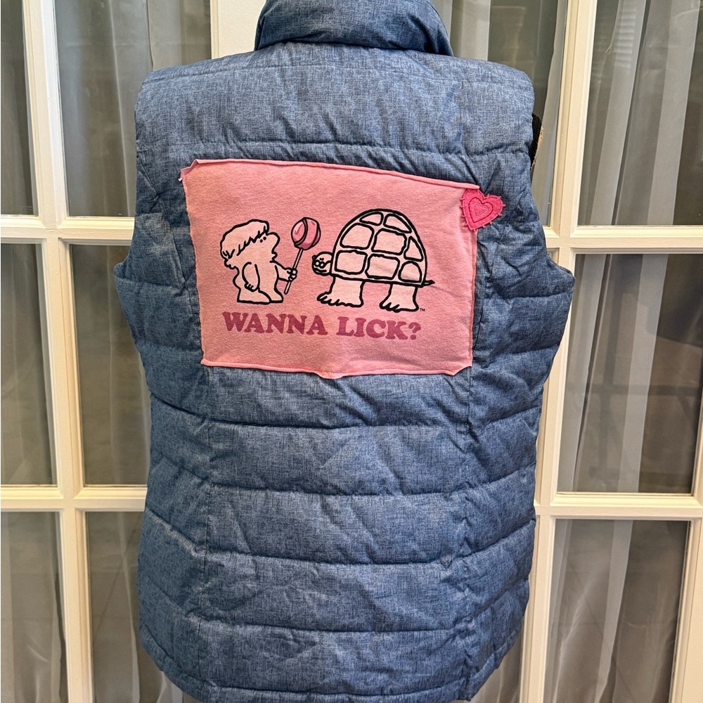 Charter Club Blue Vest with Pink Graphic